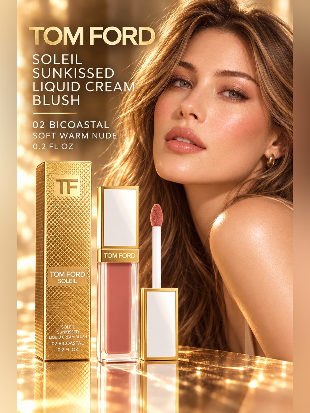 Tom Ford Soleil Sunkissed Liquid Cream Blush — Soft Warm Nude (Bicoastal)